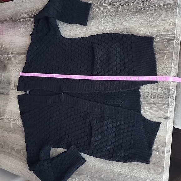 NEW! Janice Apparel Chunky Open Knit Pocket Front Cardigan Black One Size - Picture 5 of 8